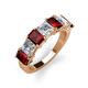 3 - Aria Emerald Cut Red Garnet and Asscher Cut Diamond 7 Stone Wedding  Band 