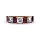 1 - Aria Emerald Cut Red Garnet and Asscher Cut Diamond 7 Stone Wedding  Band 