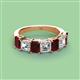 2 - Aria Emerald Cut Red Garnet and Asscher Cut Diamond 7 Stone Wedding  Band 