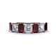 1 - Aria Emerald Cut Red Garnet and Asscher Cut Diamond 7 Stone Wedding  Band 