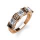 3 - Aria Emerald Cut Smoky Quartz and Asscher Cut Diamond 7 Stone Wedding  Band 