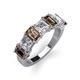 3 - Aria Emerald Cut Smoky Quartz and Asscher Cut Diamond 7 Stone Wedding  Band 