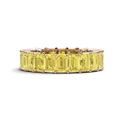 Kerry x Emerald Cut Yellow Sapphire Side Gallery Work Eternity Band Emerald Cut x Yellow Sapphire ctw Shared Prong with Side Gallery Work Womens Eternity Ring Stackable K Rose Gold