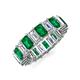 3 - Kerry 6x4 mm Emerald Cut Emerald and Diamond Side Gallery Work Eternity Band 