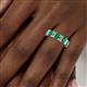 5 - Kerry 6x4 mm Emerald Cut Emerald and Diamond Side Gallery Work Eternity Band 