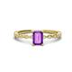 1 - Amaira 7x5 mm Emerald Cut Amethyst and Round Diamond Engagement Ring  