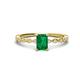 1 - Amaira 7x5 mm Emerald Cut Emerald and Round Diamond Engagement Ring  