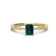 1 - Amaira 7x5 mm Emerald Cut London Blue Topaz and Round Diamond Engagement Ring  