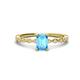 1 - Amaira 7x5 mm Emerald Cut Blue Topaz and Round Diamond Engagement Ring  