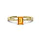 1 - Amaira 7x5 mm Emerald Cut Citrine and Round Diamond Engagement Ring  