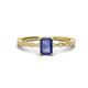 1 - Amaira 7x5 mm Emerald Cut Iolite and Round Diamond Engagement Ring  