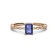 1 - Amaira 7x5 mm Emerald Cut Iolite and Round Diamond Engagement Ring  