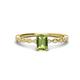 1 - Amaira 7x5 mm Emerald Cut Peridot and Round Diamond Engagement Ring  