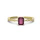 1 - Amaira 7x5 mm Emerald Cut Rhodolite Garnet and Round Diamond Engagement Ring  