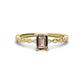 1 - Amaira 7x5 mm Emerald Cut Smoky Quartz and Round Diamond Engagement Ring  