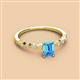 2 - Amaira 7x5 mm Emerald Cut Blue Topaz and Round Diamond Engagement Ring  