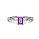 1 - Amaira 7x5 mm Emerald Cut Amethyst and Round Diamond Engagement Ring  