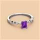 2 - Amaira 7x5 mm Emerald Cut Amethyst and Round Diamond Engagement Ring  