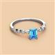 2 - Amaira 7x5 mm Emerald Cut Blue Topaz and Round Diamond Engagement Ring  