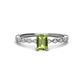 1 - Amaira 7x5 mm Emerald Cut Peridot and Round Diamond Engagement Ring  