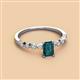 2 - Amaira 7x5 mm Emerald Cut London Blue Topaz and Round Diamond Engagement Ring  