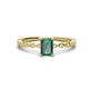 1 - Amaira 7x5 mm Emerald Cut Lab Created Alexandrite and Round Diamond Engagement Ring  