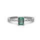 1 - Amaira 7x5 mm Emerald Cut Lab Created Alexandrite and Round Diamond Engagement Ring  