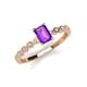 3 - Amaira 7x5 mm Emerald Cut Amethyst and Round Diamond Engagement Ring  