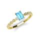 3 - Amaira 7x5 mm Emerald Cut Blue Topaz and Round Diamond Engagement Ring  
