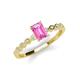 3 - Amaira 7x5 mm Emerald Cut Pink Sapphire and Round Diamond Engagement Ring  