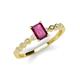 3 - Amaira 7x5 mm Emerald Cut Rhodolite Garnet and Round Diamond Engagement Ring  