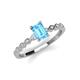 3 - Amaira 7x5 mm Emerald Cut Blue Topaz and Round Diamond Engagement Ring  