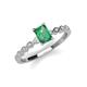 3 - Amaira 7x5 mm Emerald Cut Lab Created Alexandrite and Round Diamond Engagement Ring  