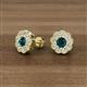 2 - Floret 4.00 mm Round London Blue Topaz and Diamond Milgrain Halo Stud Earrings 