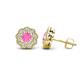 1 - Floret 4.00 mm Round Pink Sapphire and Diamond Milgrain Halo Stud Earrings 