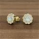 2 - Floret 4.00 mm Round Opal and Diamond Milgrain Halo Stud Earrings 