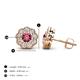3 - Floret 4.00 mm Round Pink Tourmaline and Diamond Milgrain Halo Stud Earrings 