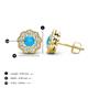 3 - Floret 4.00 mm Round Turquoise and Diamond Milgrain Halo Stud Earrings 