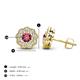 3 - Floret 4.00 mm Round Pink Tourmaline and Diamond Milgrain Halo Stud Earrings 