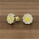 2 - Floret 4.00 mm Round Yellow and White Diamond Milgrain Halo Stud Earrings 