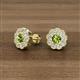 2 - Floret 4.00 mm Round Peridot and Diamond Milgrain Halo Stud Earrings 