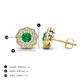 3 - Floret 4.00 mm Round Emerald and Diamond Milgrain Halo Stud Earrings 
