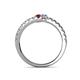 5 - Delise 3.40mm Round Ruby and Tanzanite with Side Diamonds Bypass Ring 
