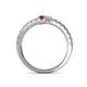 5 - Delise 3.40mm Round Ruby and White Sapphire with Side Diamonds Bypass Ring 