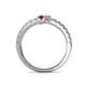5 - Delise 3.40mm Round Ruby and Pink Sapphire with Side Diamonds Bypass Ring 