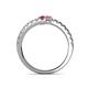 5 - Delise 3.40mm Round Rhodolite Garnet and Pink Tourmaline with Side Diamonds Bypass Ring 