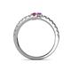 5 - Delise 3.40mm Round Rhodolite Garnet and Amethyst with Side Diamonds Bypass Ring 