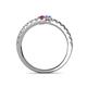 5 - Delise 3.40mm Round Rhodolite Garnet and Tanzanite with Side Diamonds Bypass Ring 