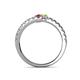 5 - Delise 3.40mm Round Rhodolite Garnet and Peridot with Side Diamonds Bypass Ring 