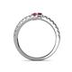 5 - Delise 3.40mm Round Rhodolite and Red Garnet with Side Diamonds Bypass Ring 